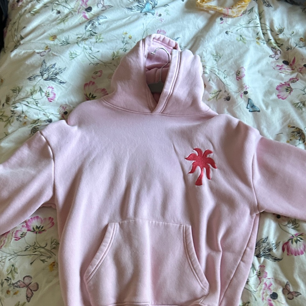 Pink palm puff hoodie
